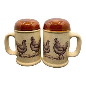 Vintage 1979 Enesco Country Road Rooster Chicken Salt Pepper Shakers